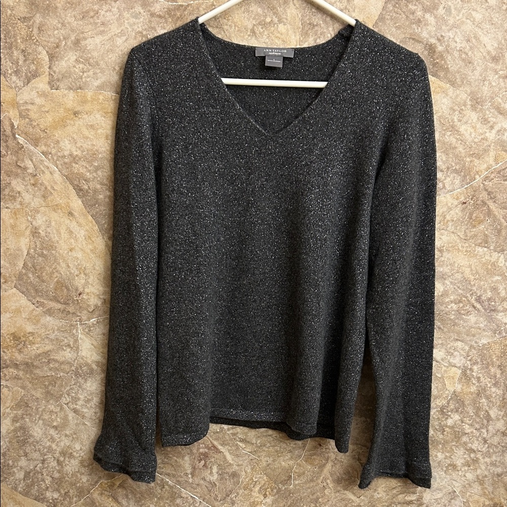 Ann Taylor Charcoal V-Neck Sweater